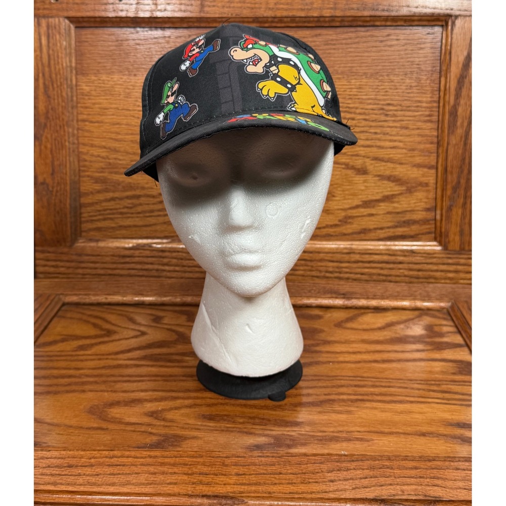 Nintendo Super Mario Bros Black Baseball Cap Mario Luigi Bowser Peach Hat